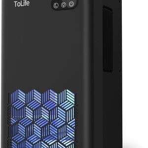 Black Air Purifier with Blue Accents